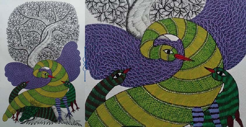 Shop online hand painted on Paper gond painting