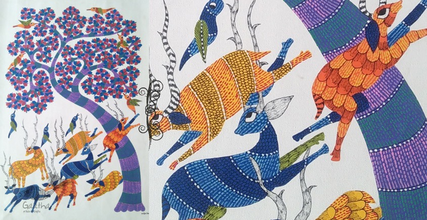 Shop online gond painting - Running Deers