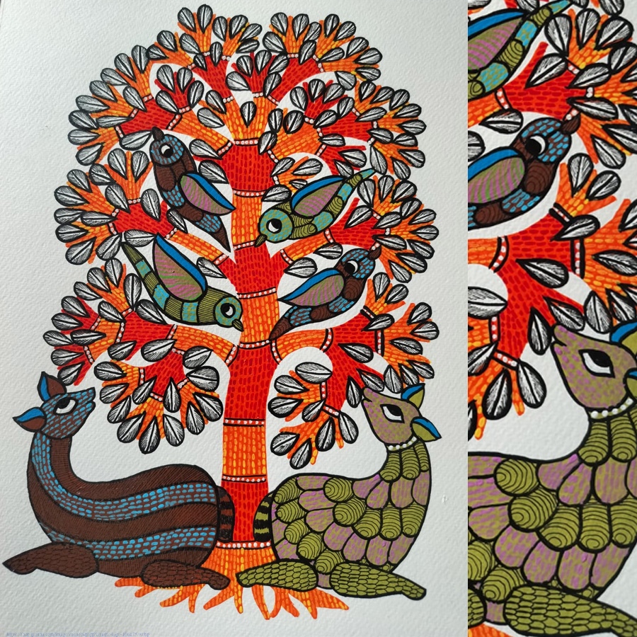 Hand Painted Gond Painting - Beauty of Nature