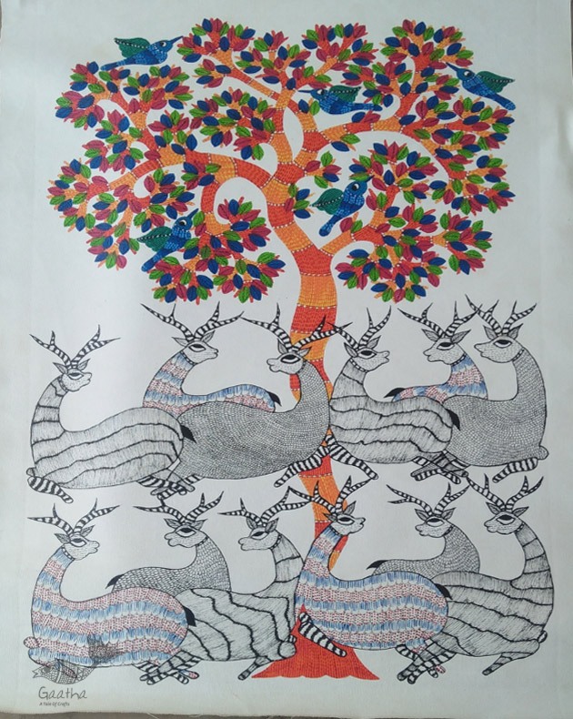 Shop online hand painted on canvas gond painting