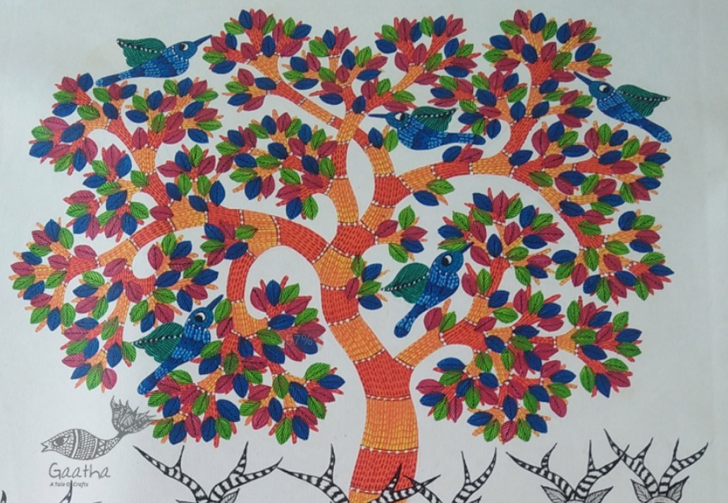 Shop online hand painted on canvas gond painting