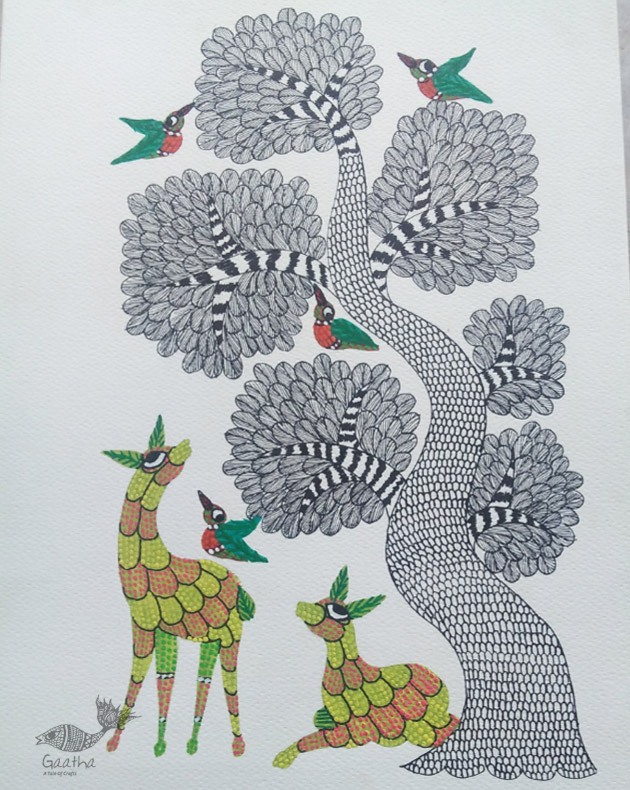 Shop online hand painted on Paper gond painting