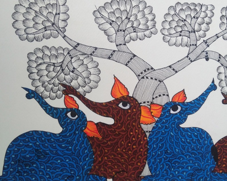 Shop online hand painted on Paper gond painting