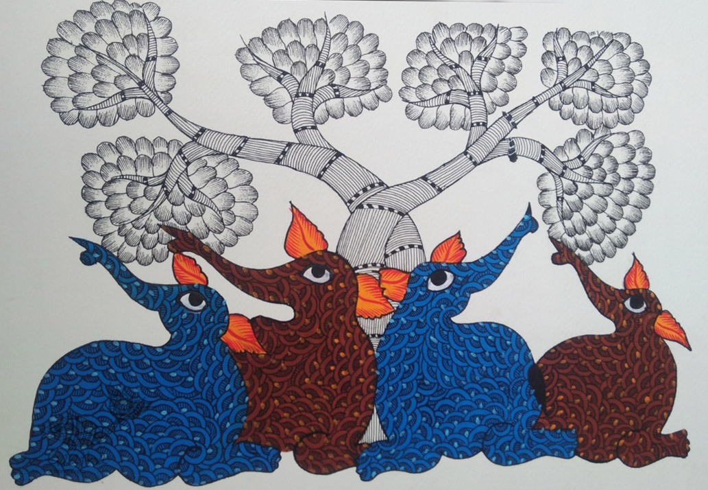 Shop online hand painted on Paper gond painting