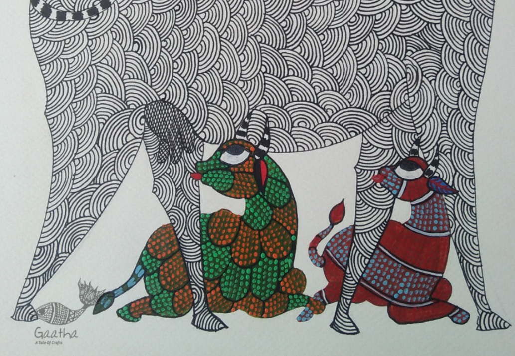 Shop online hand painted on Paper gond painting