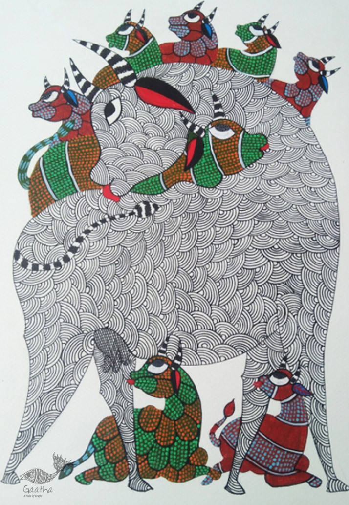 Shop online hand painted on Paper gond painting