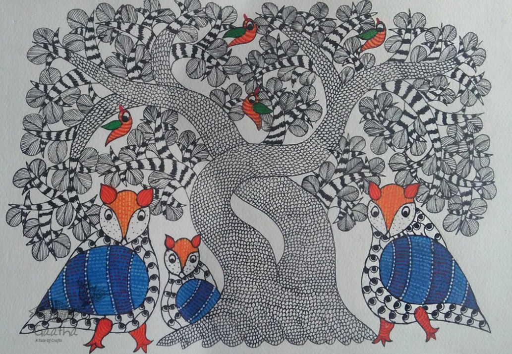 Shop online hand painted on Paper gond painting