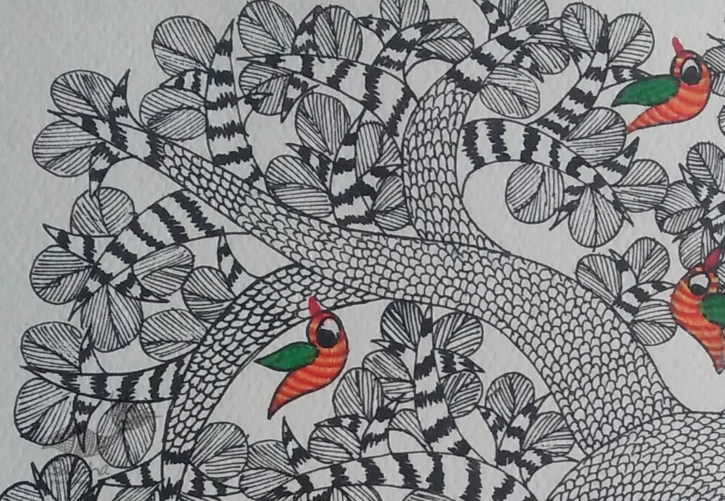 Shop online hand painted on Paper gond painting