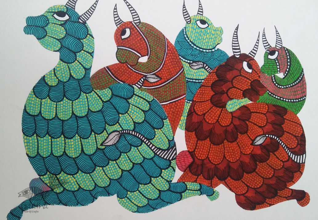 Shop online hand painted on Paper gond painting