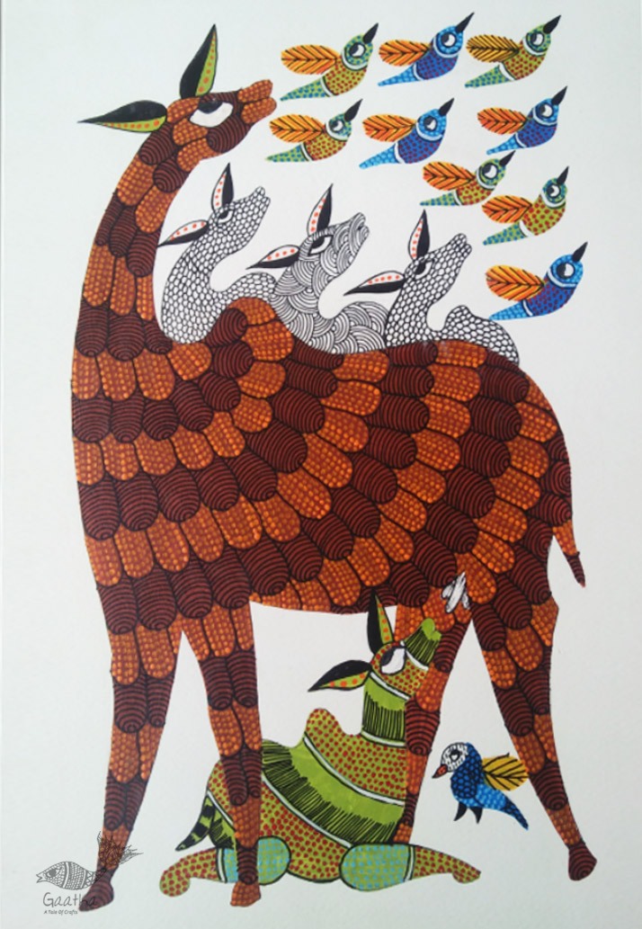 Shop online hand painted on Paper gond painting