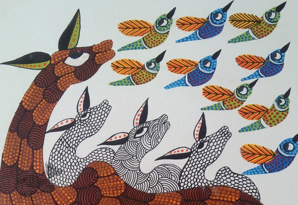 Shop online hand painted on Paper gond painting