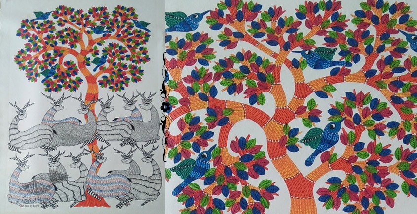 Shop online hand painted on canvas gond painting