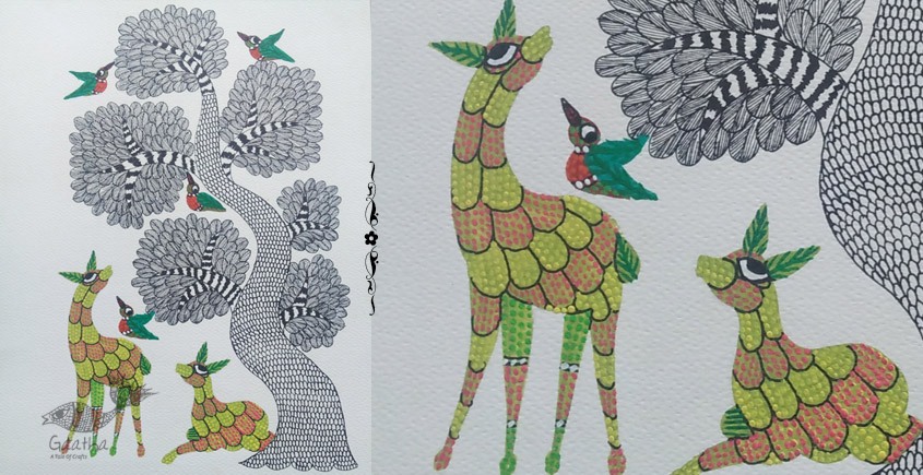 Shop online hand painted on Paper gond painting