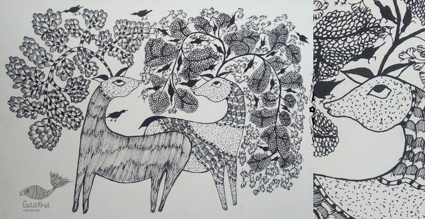 Shop online hand painted on Paper gond painting