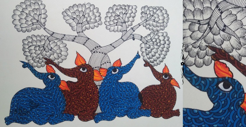 Shop online hand painted on Paper gond painting