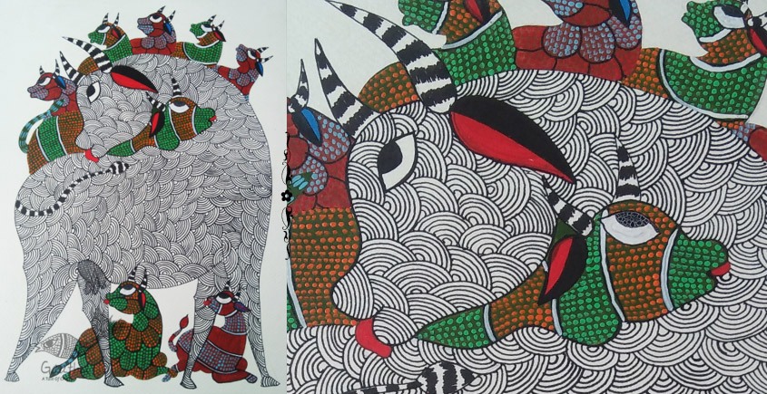 Shop online hand painted on Paper gond painting