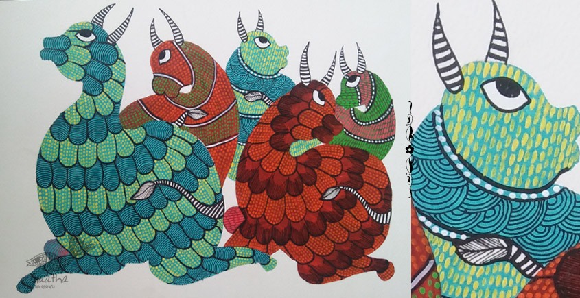 Shop online hand painted on Paper gond painting