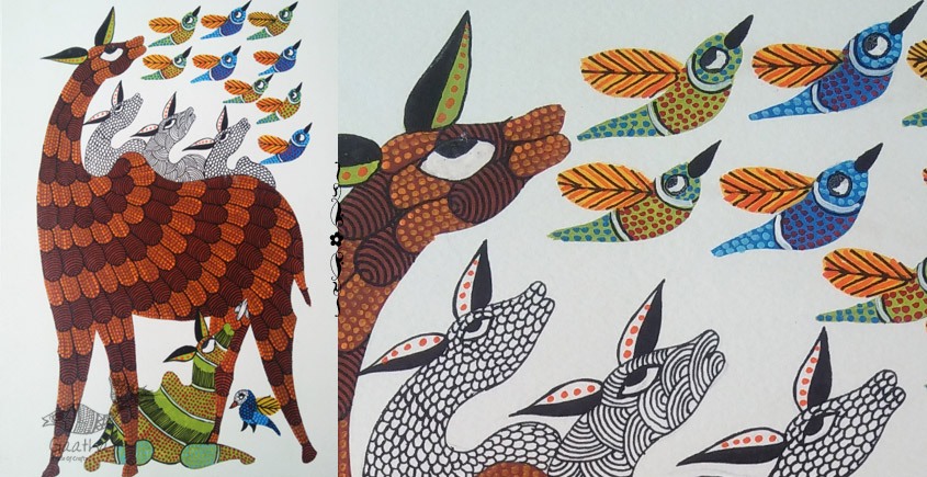 Shop online hand painted on Paper gond painting