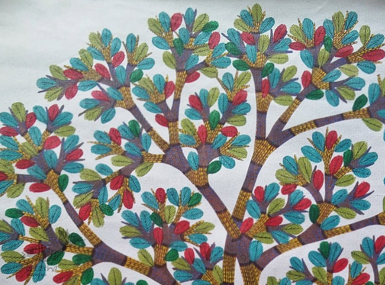 Hand Panted Canvas Gond Painting