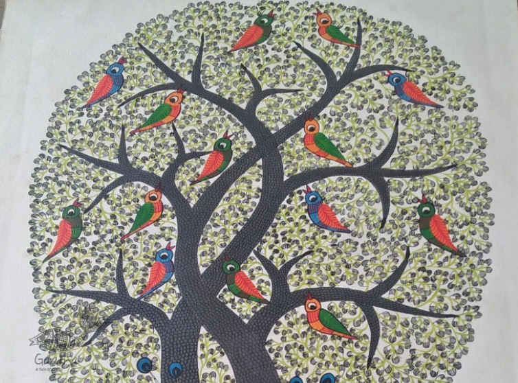 Canvas Gond Painting - Peacocks