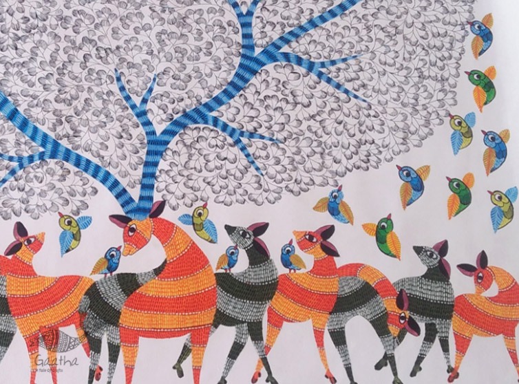 Canvas Gond Painting - Deer