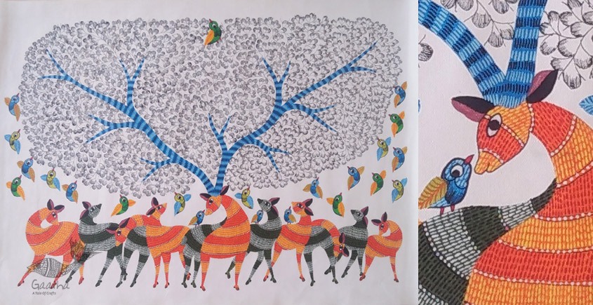 Canvas Gond Painting - Deer