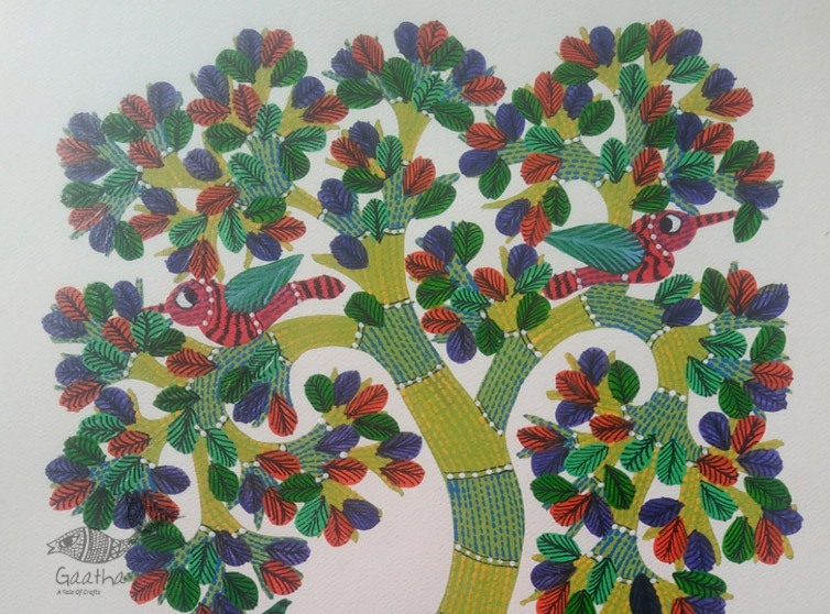 Hand Painted Gond Art ~ Painting ( 11" x 15" ) 