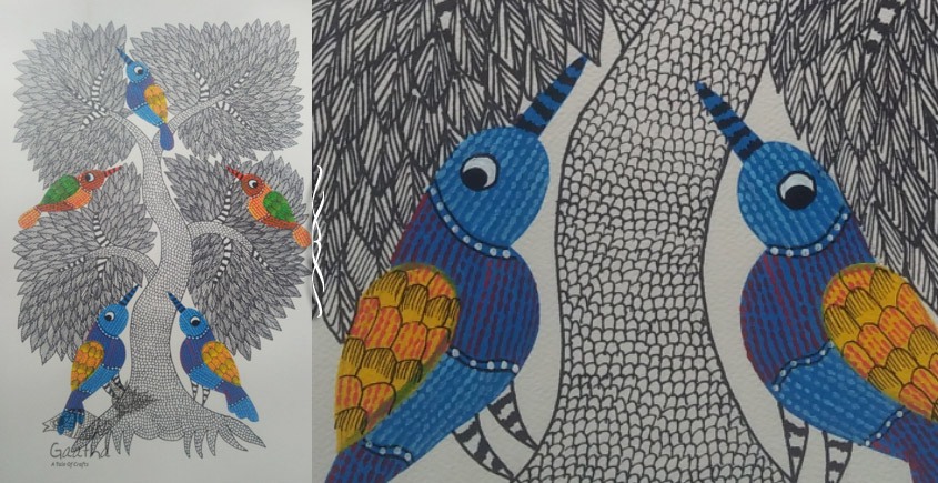 Hand Painted Gond Art ~ Painting ( 11" x 15" ) 