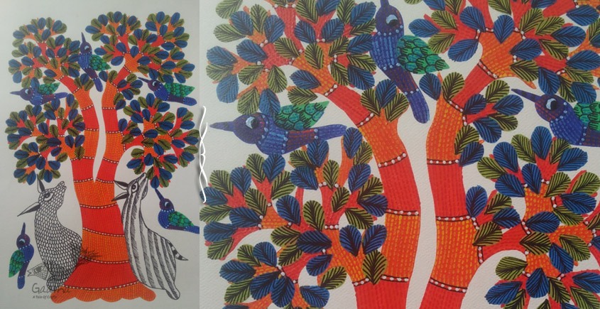 Hand Painted Gond Art ~ Painting ( 11" x 15" ) 