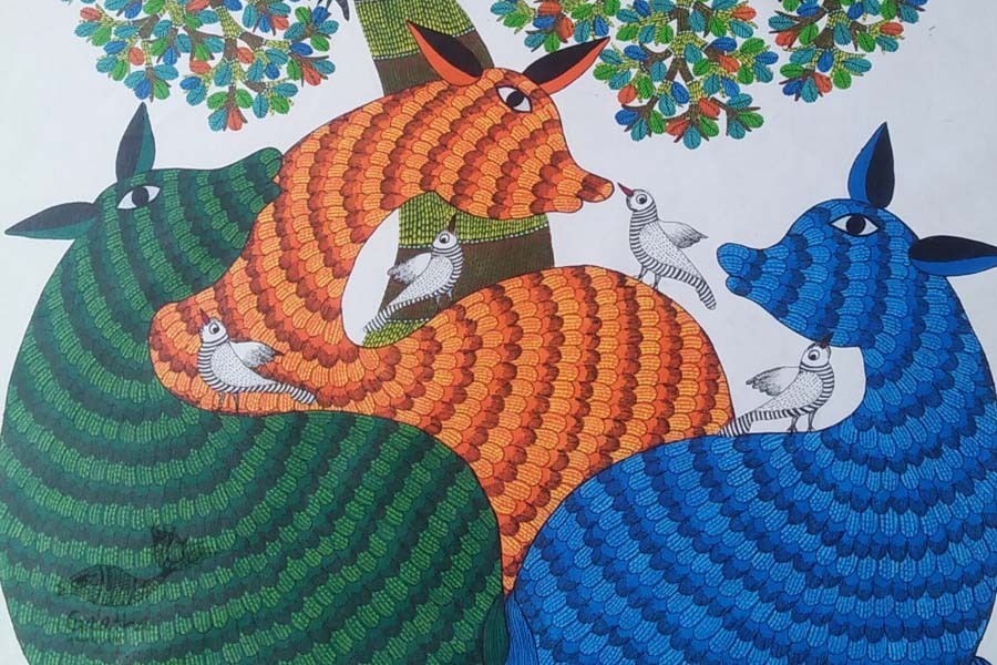 Shop online hand painted on canvas gond painting