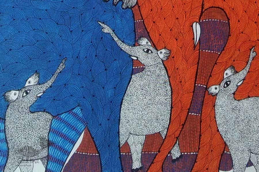 Shop online hand painted on canvas gond painting