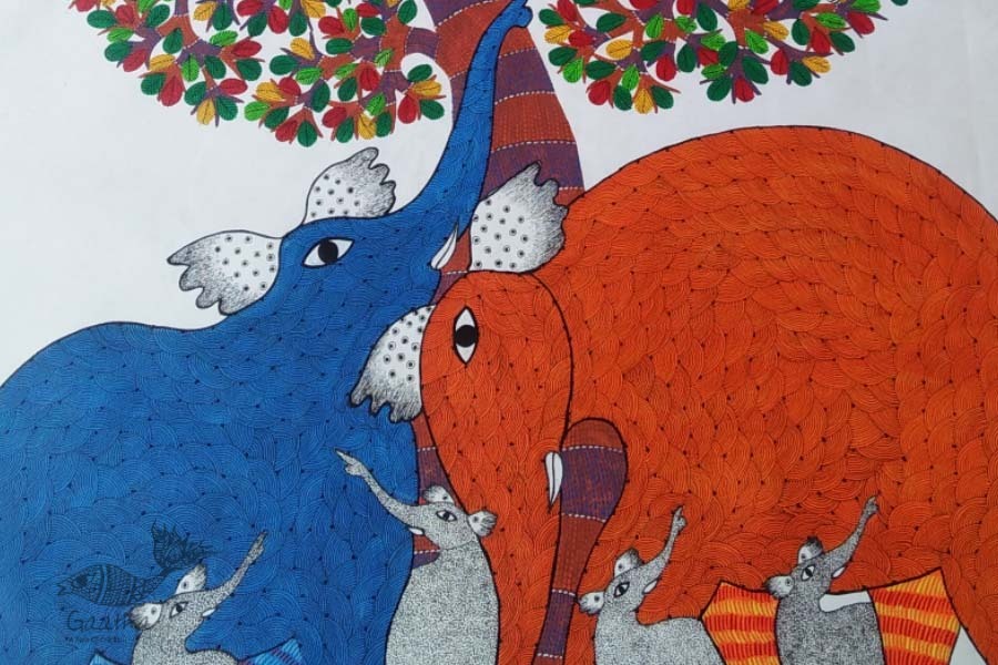 Shop online hand painted on canvas gond painting