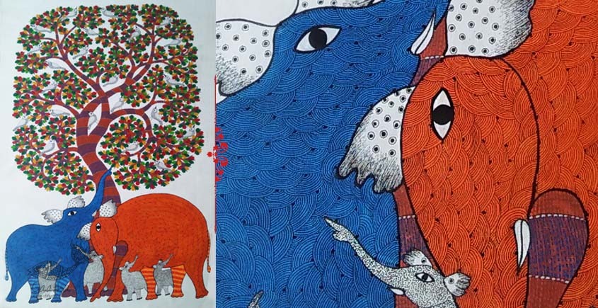 Shop online hand painted on canvas gond painting