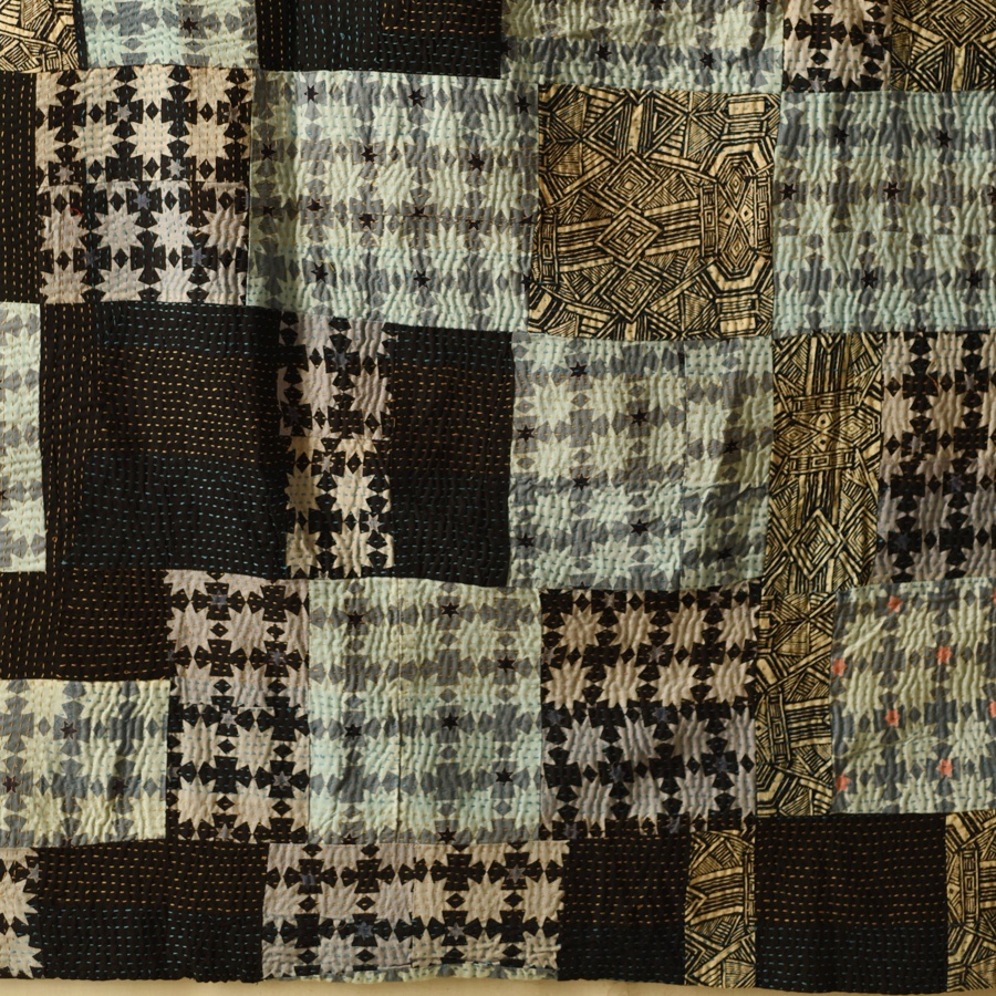 Kantha Stitch Cotton Rajasthani Reversible Quilt / Gudadi