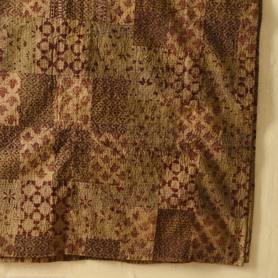 Kantha Stitch ~ Reversible Embroidered Cotton Quilt / Gudadi