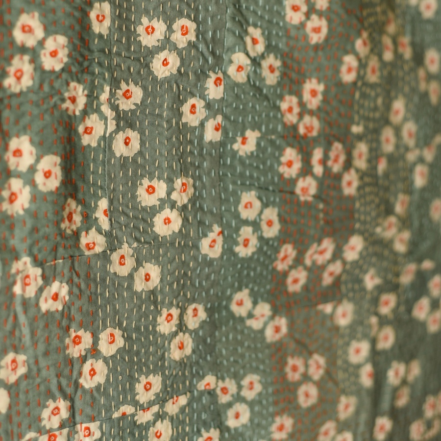 Embroidered Kantha ~ Double Bed Cotton Dohar Quilt / Reversible Gudadi