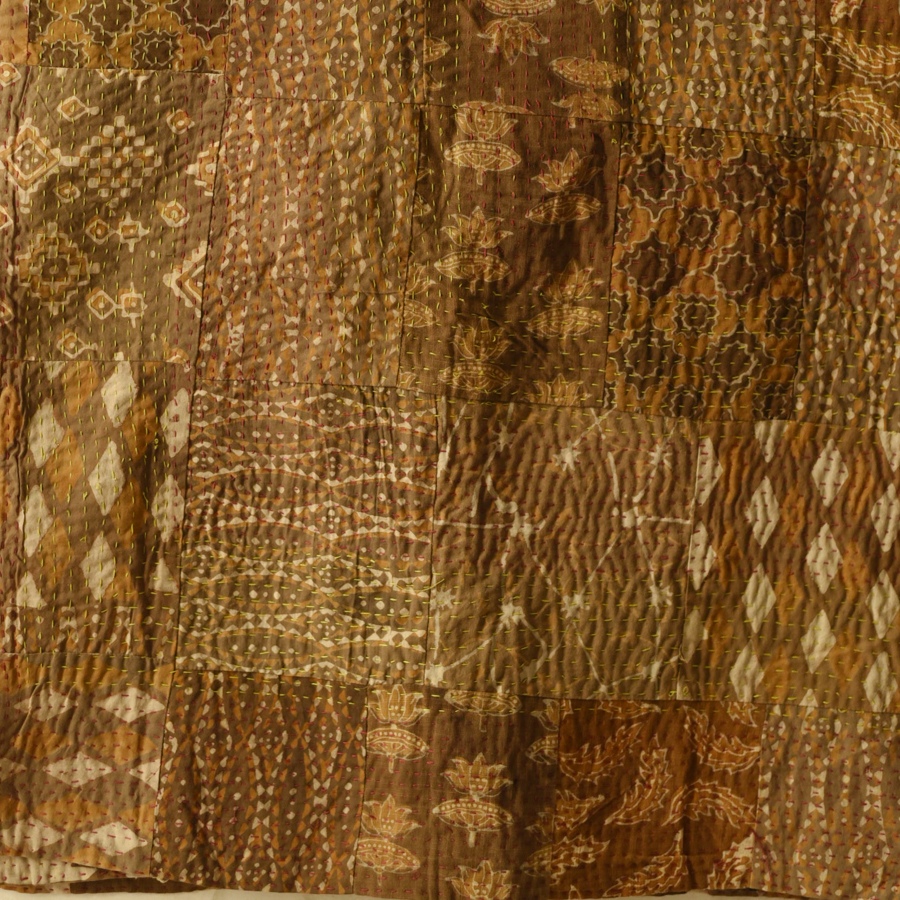 Kantha Stitch Embroidered Cotton Dohar - Double Bed Quilt / Gudadi