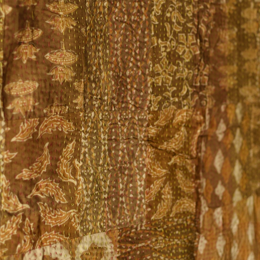 Kantha Stitch Embroidered Cotton Dohar - Double Bed Quilt / Gudadi