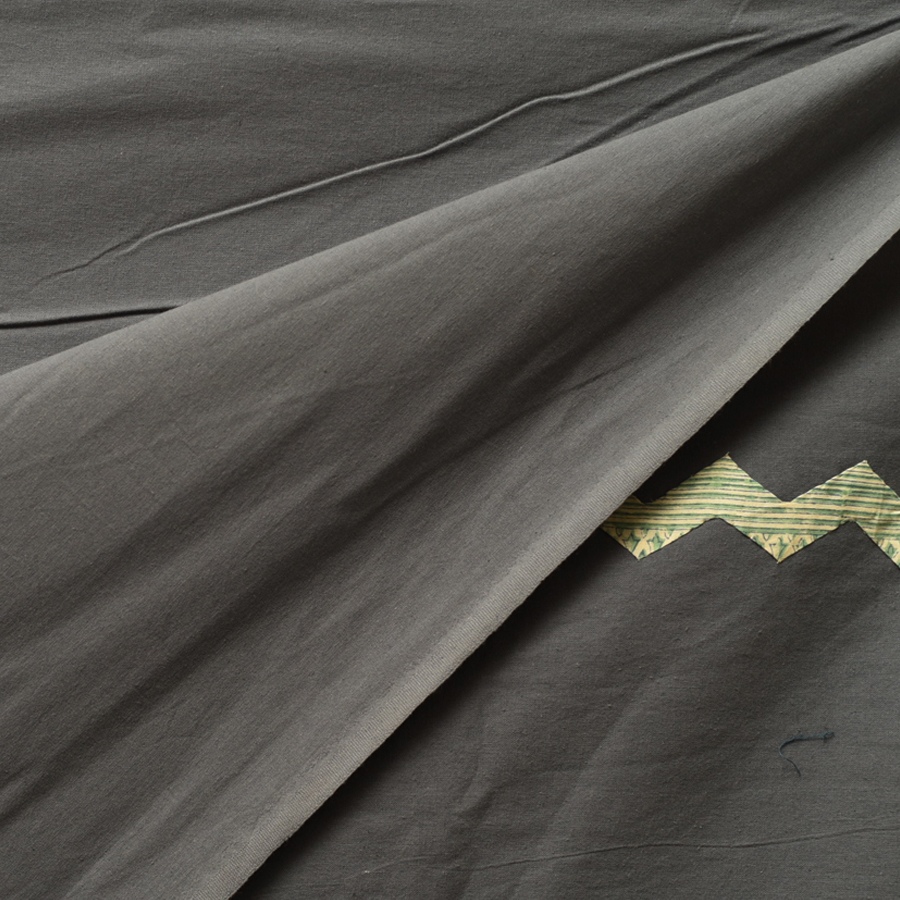 Applique & Embroidered Cotton Double Bedcover - Grey