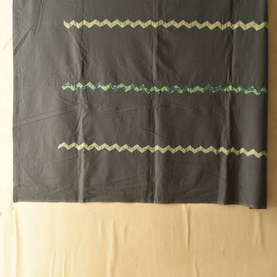 Applique & Embroidered Cotton Double Bedcover - Grey