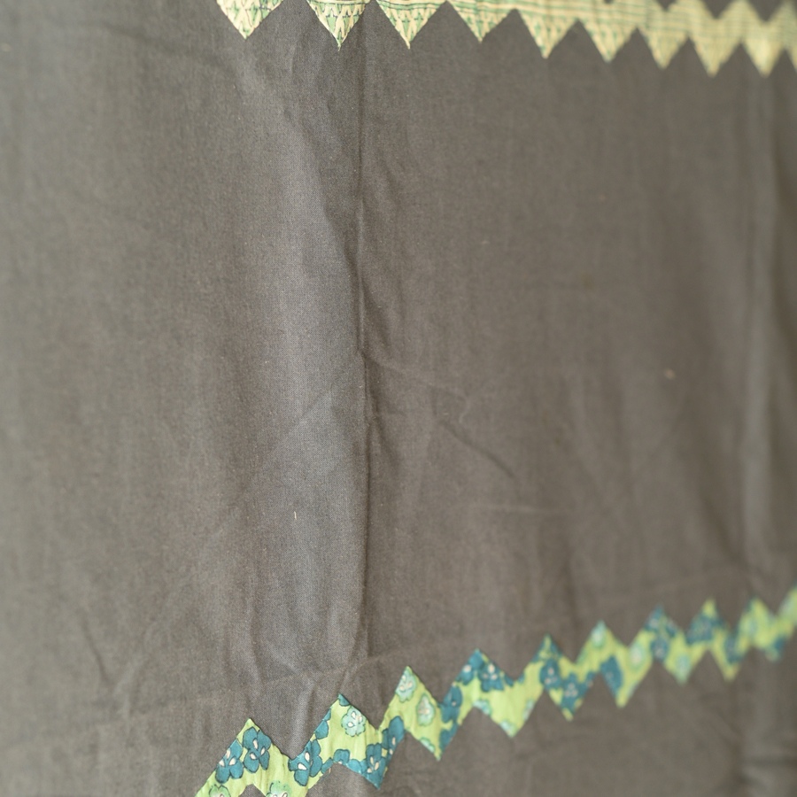 Applique & Embroidered Cotton Double Bedcover - Grey