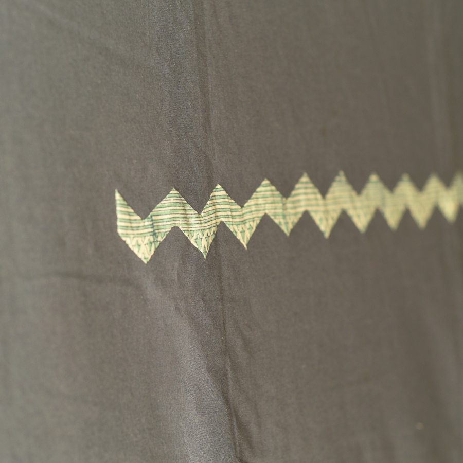 Applique & Embroidered Cotton Double Bedcover - Grey