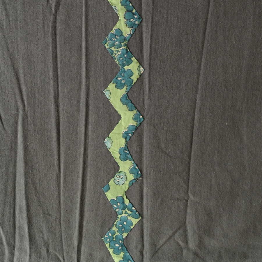 Applique & Embroidered Cotton Double Bedcover - Grey