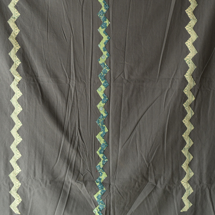 Applique & Embroidered Cotton Double Bedcover - Grey