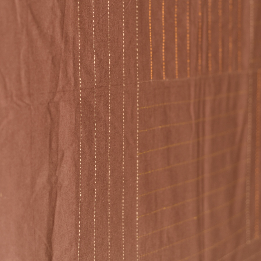 Embroidered Cotton Double Bedcover - Brown