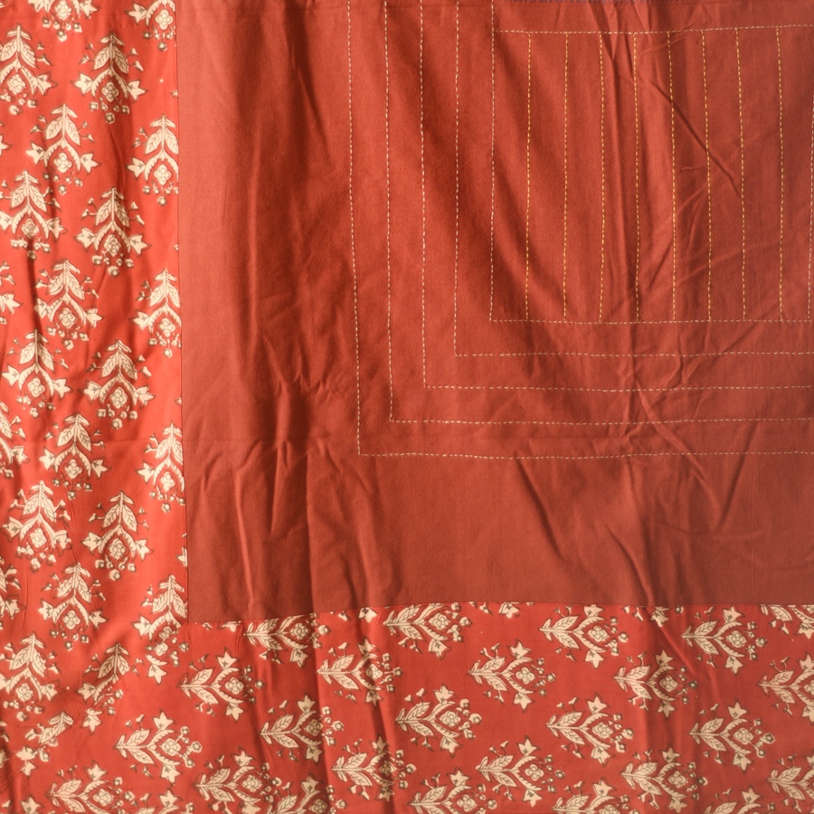 Embroidered Cotton Double Bedcover - Maroon