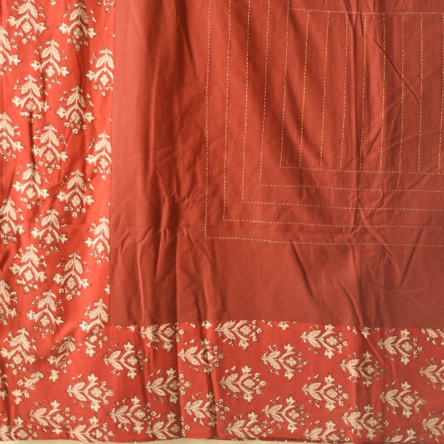 Embroidered Cotton Double Bedcover - Maroon