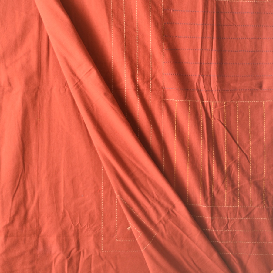 Embroidered Cotton Double Bedcover - Maroon