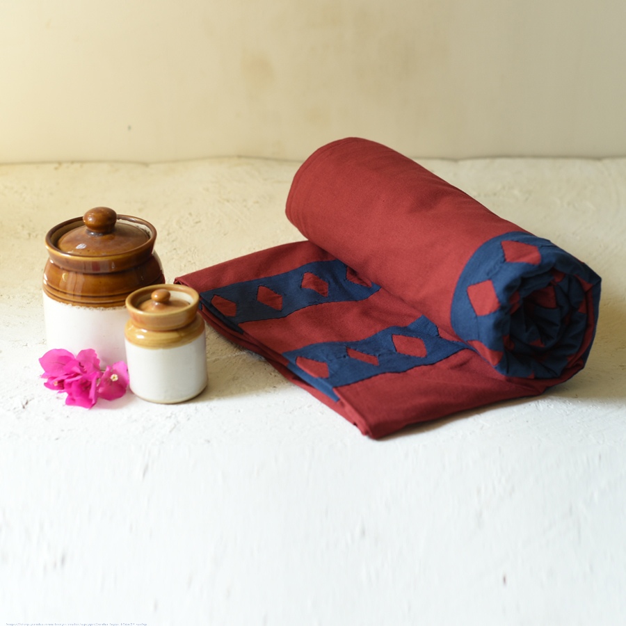 Embroidery & Patchwork Cotton Double Bedcover