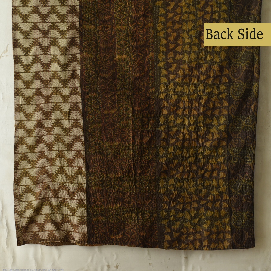 Kantha Stitch Embroidered Cotton Dohar - Double Bed Quilt / Gudadi